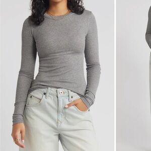 BP Gray Long Sleeve Crop Top